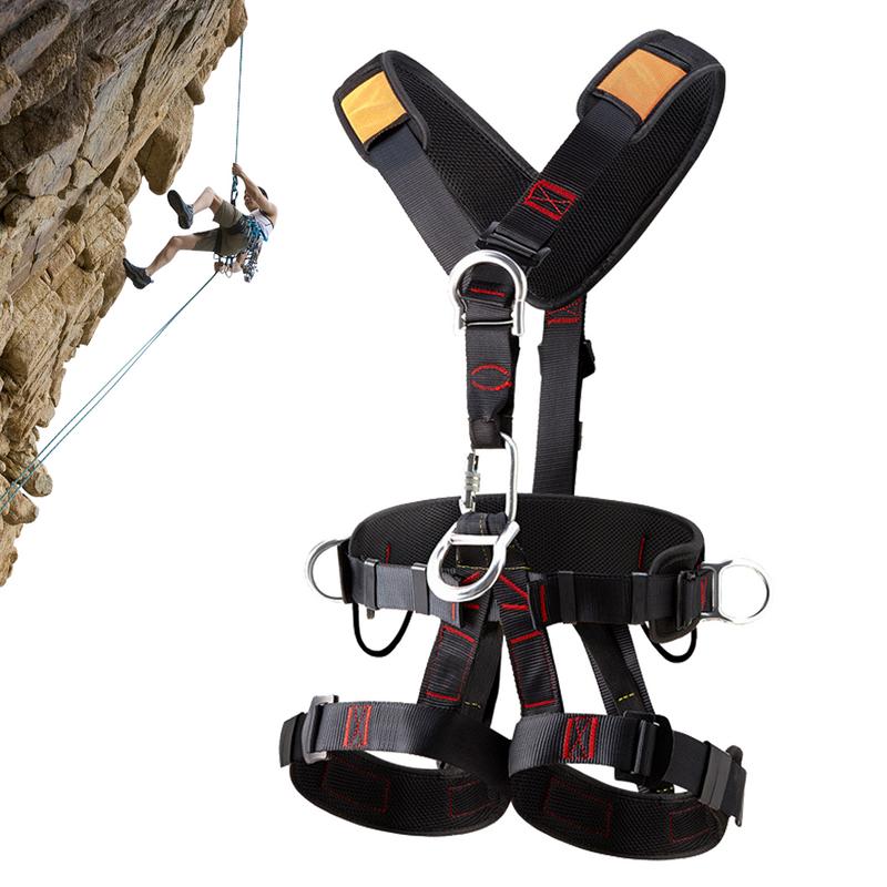 Harness Climbing Adjustable - สายรัดนิรภัย ชุดป้องกันการตก สายรัดหลังคาทั้งตัวพร้อมหัวเข็มขัดแบบปรับได้ เข็มขัดนิรภัยเกียร์ปีนหน้าผาที่ถอดออกได้