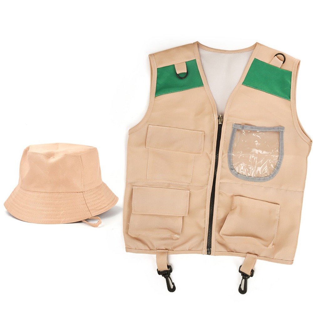 Outdoor Adventure Kit For Kids - ชุดคอสเพลย์นักสำรวจหลากสี เสื้อกั๊กและหมวก ชุดผจญภัยกลางแจ้งสำหรับเด็ก ชุดนักสำรวจ ดีไซน์กระเป๋าแบบคาร์โก้