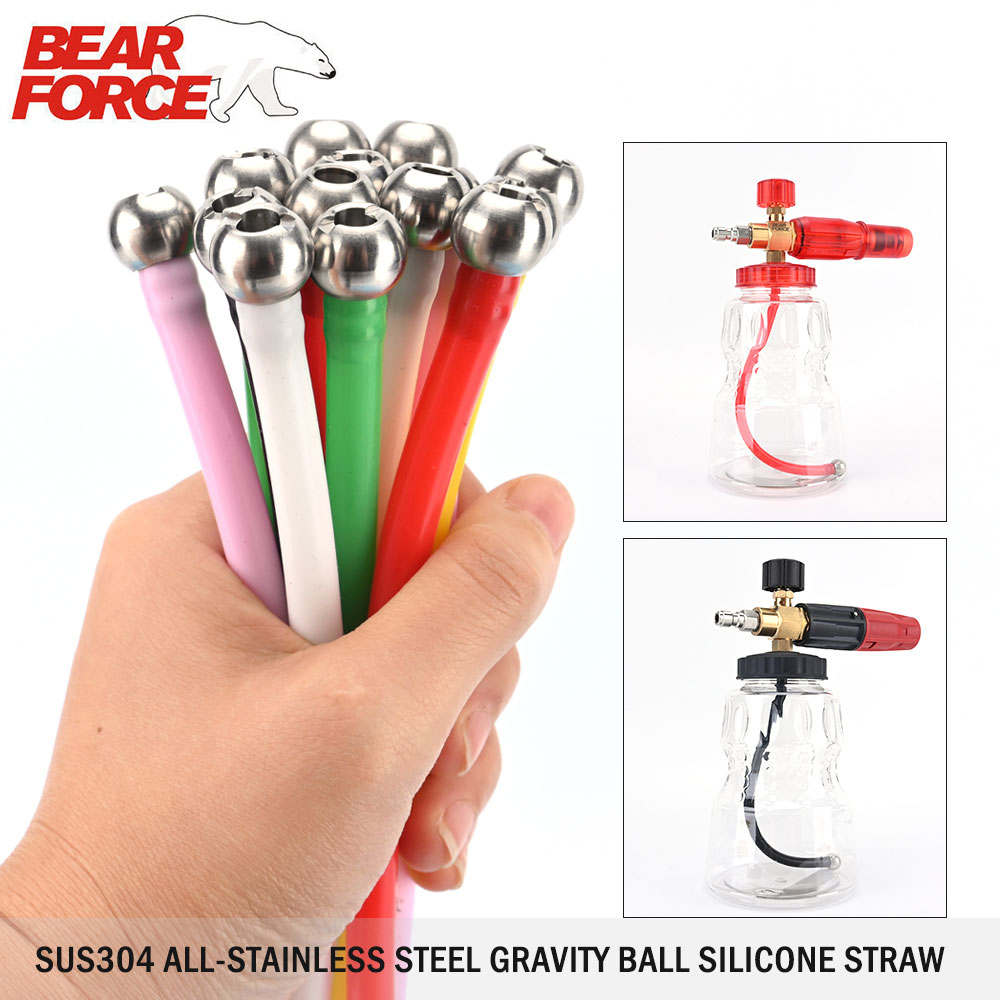 Bear Spray Clip - อุปกรณ์ล้างรถ ตัวกรองสแตนเลสสำหรับเครื่องฉีดน้ำแรงดันสูง หัวฉีดโฟม หัวฉีดโฟมหิมะ พร้อมท่อพลาสติก