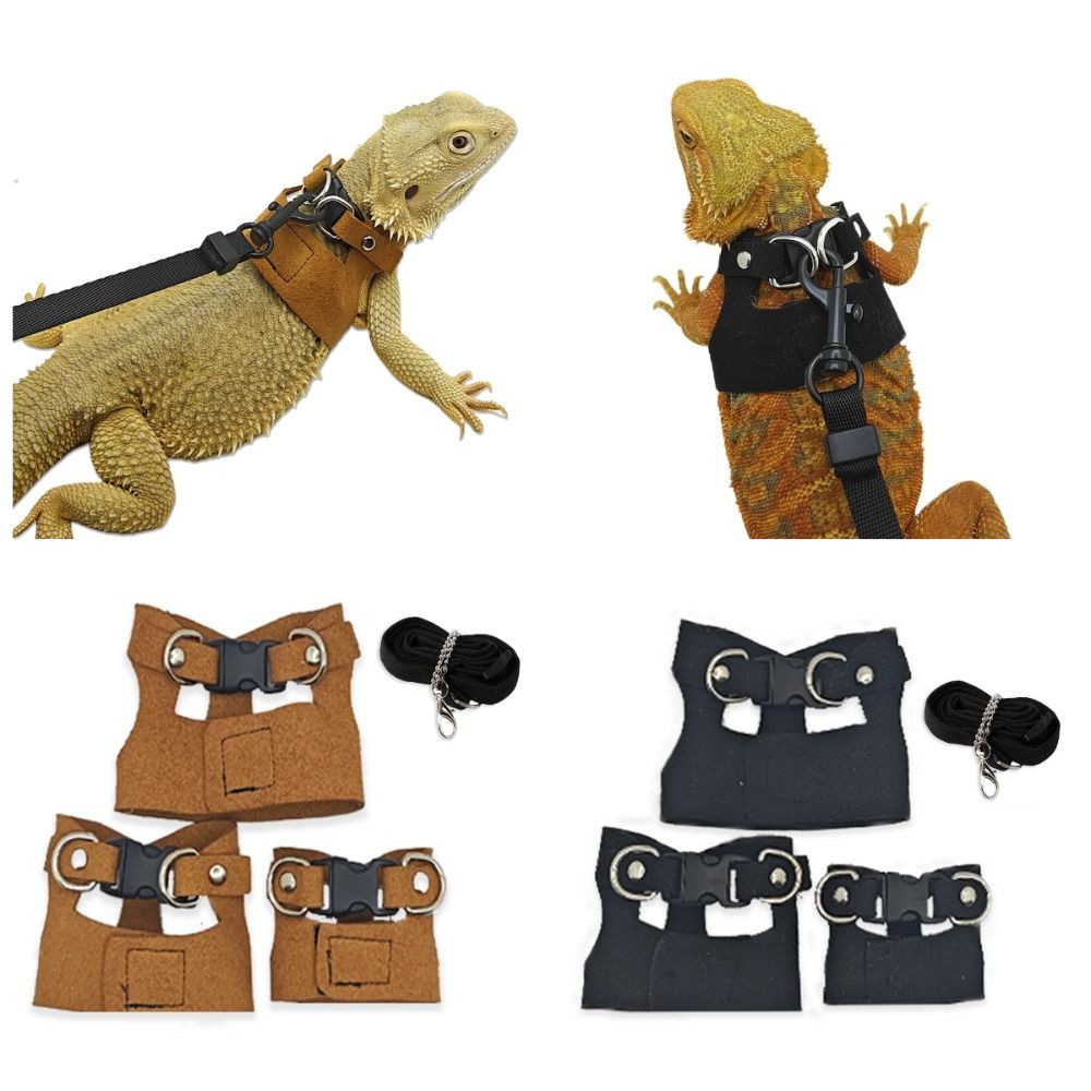 Harness Climbing Adjustable - ชุดสายจูงและสายรัดปรับได้สำหรับหนู 3 ขนาด ชุดสายรัดหนังสำหรับสัตว์เลื้อยคลาน สายรัดอกสำหรับสัตว์เลี้ยงที่นุ่มสบายสำหรับปีนป่าย