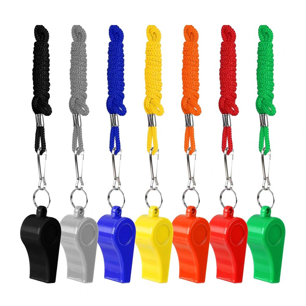 Emergency Whistle Pea - นกหวีดพลาสติก 10 ชิ้น พร้อมสายคล้องคอ เสียงดัง สำหรับกรรมการกีฬา